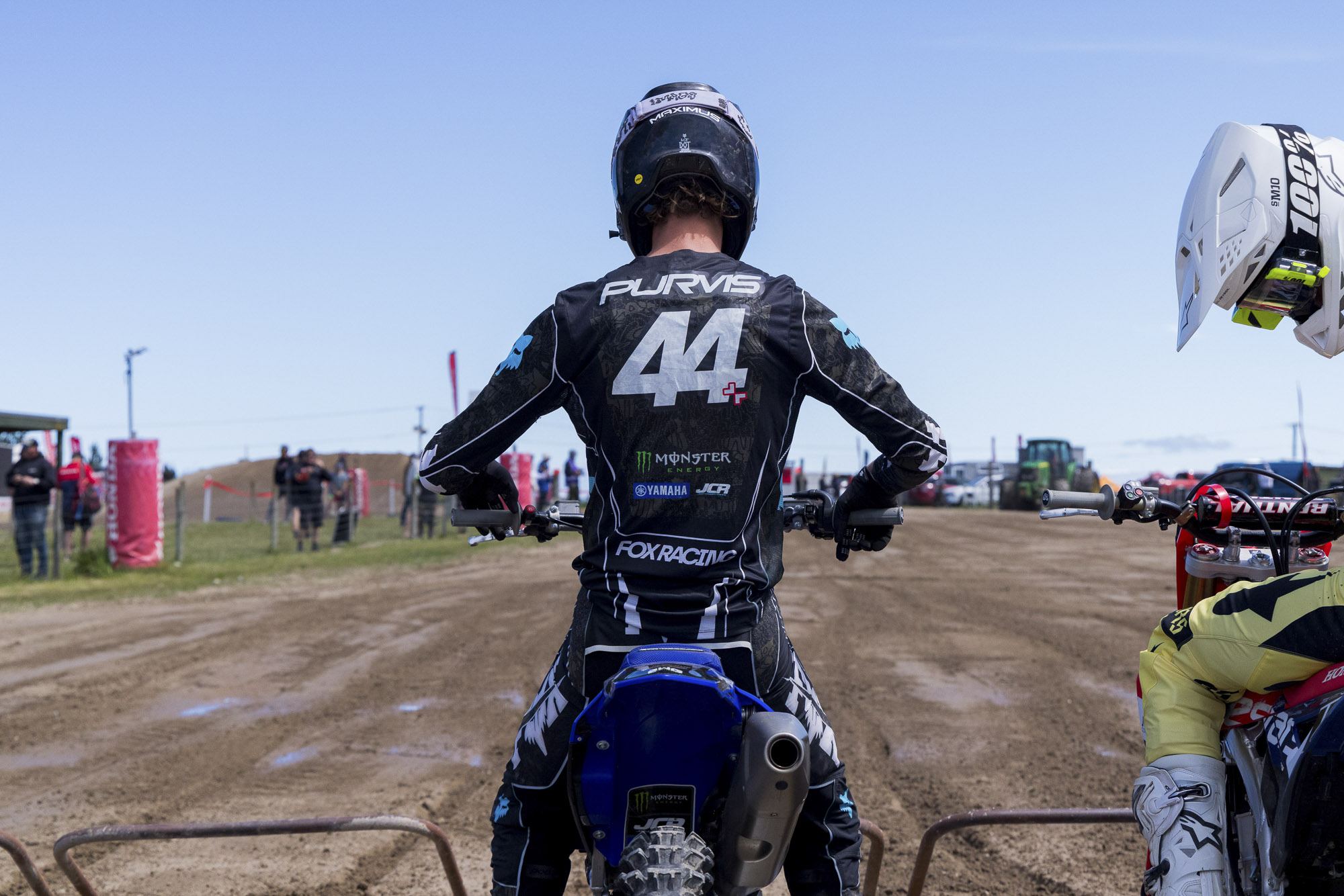 Maximus Purvis in his number 44 JCR Yamaha jersey at the Taupō MX Fest start gate