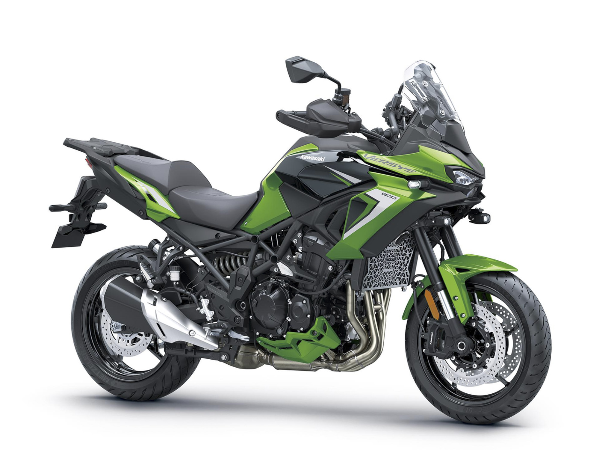 2027 Kawasaki Versys 900 in green, front three-quarter view