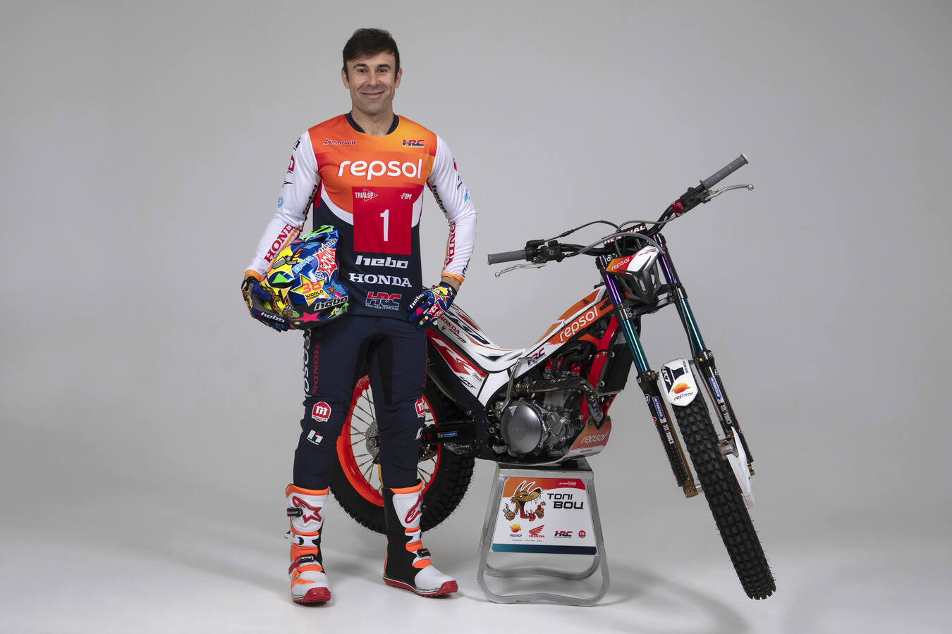 Toni Bou with his Repsol Honda Montesa trials motorcycle