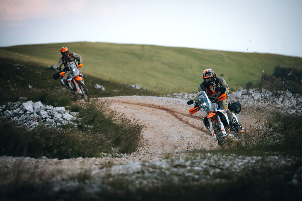 2027 KTM 690 Rally in action