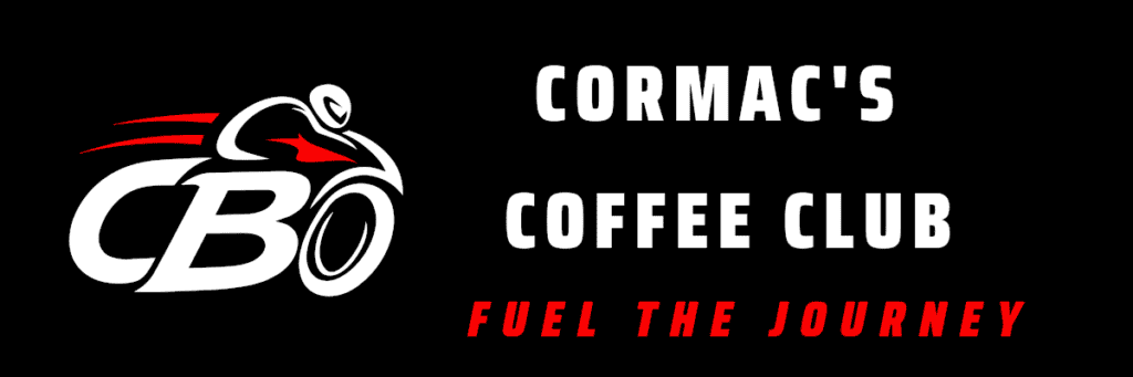 Cormac’s Coffee Club banner with the CB racing logo and Fuel the Journey slogan