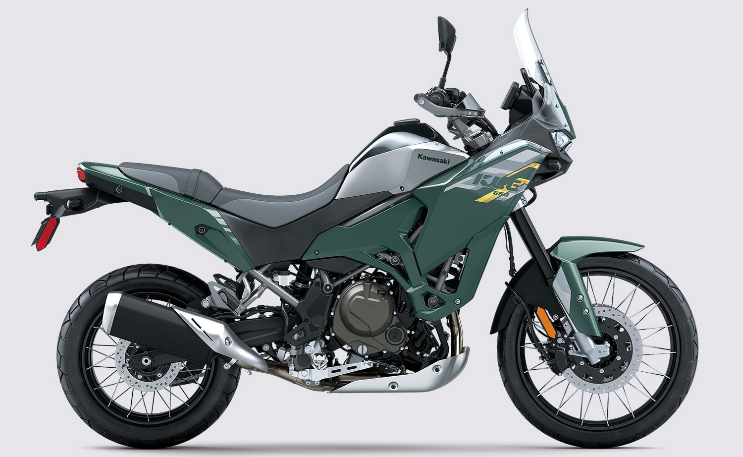 Kawasaki KLE650 green studio side profile